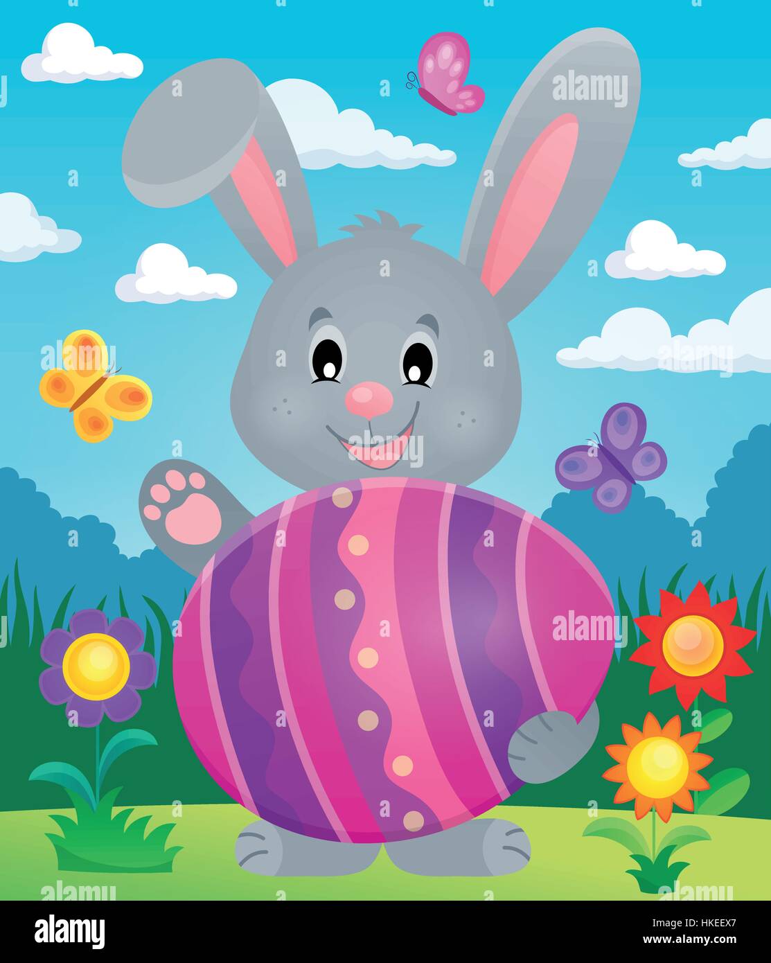 Stylized bunny with Easter egg theme 6 - eps10 vector illustration ...