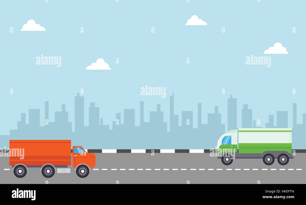 Delivery truck with city backgrounds Stock Vector Image & Art - Alamy