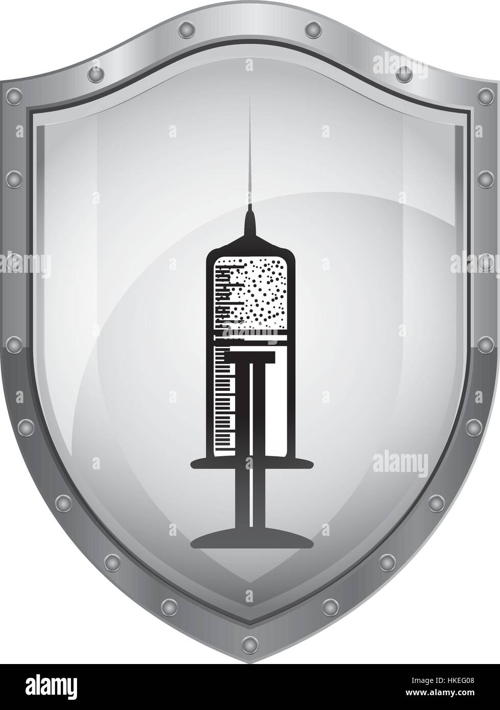 Syringe symbol on shield icon vector illustration graphic design Stock ...