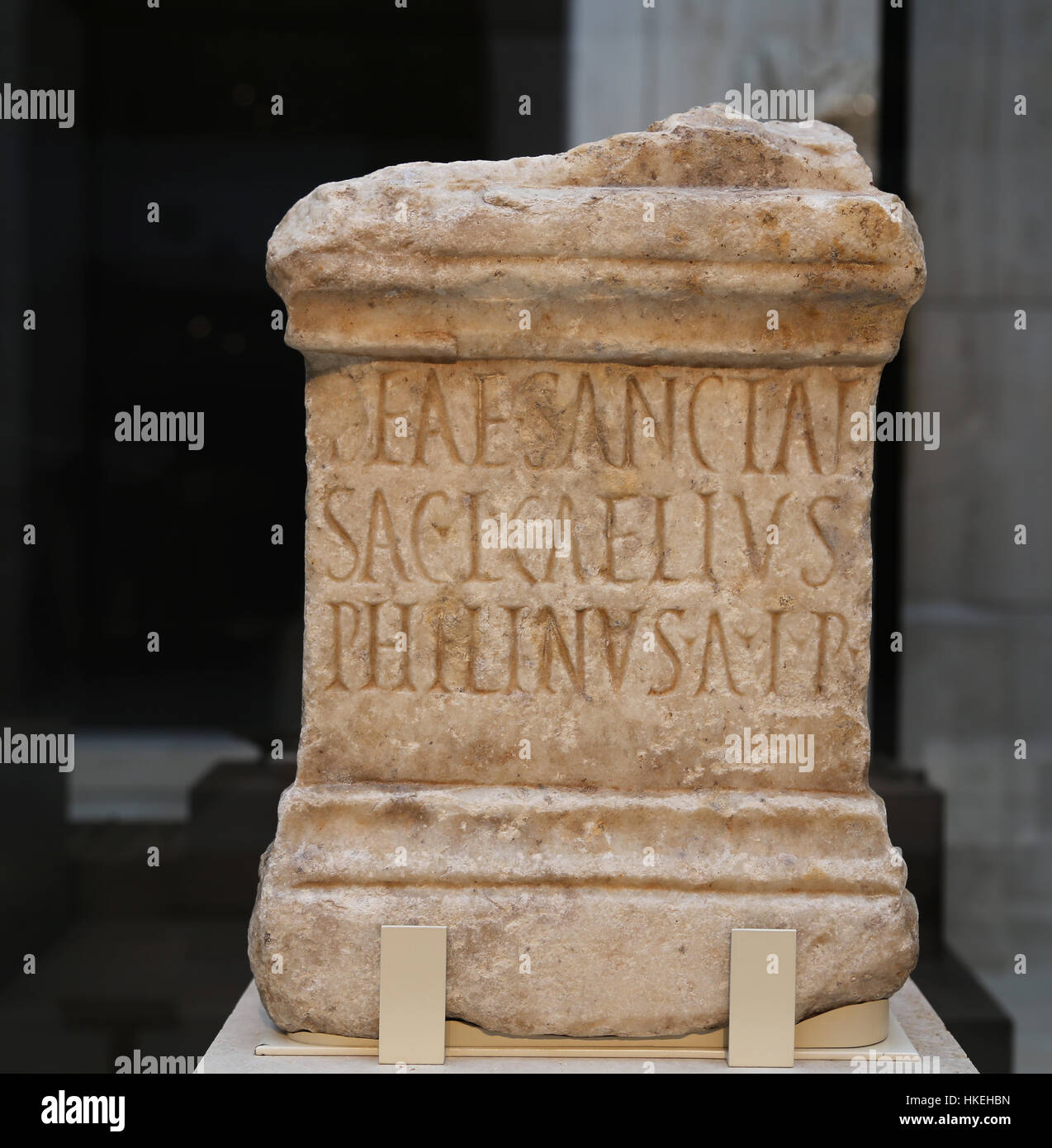 Roman altar dedicated to the goddess Ataecina Proserpina. Marble. 2nd century. Augusta Emerita, Merida, Spain. Stock Photo
