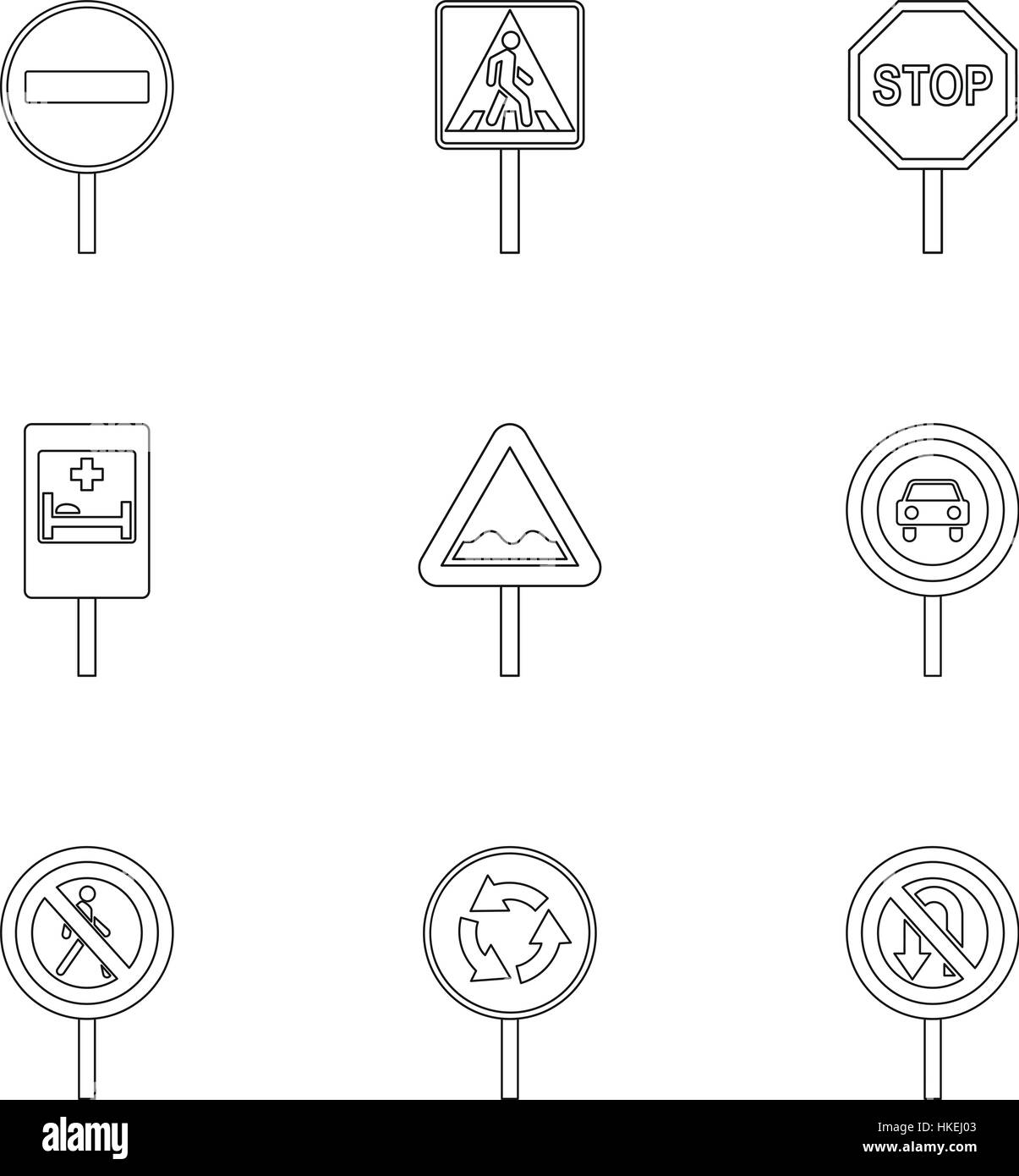 Sign icons set. Outline illustration of 9 sign vector icons for web ...