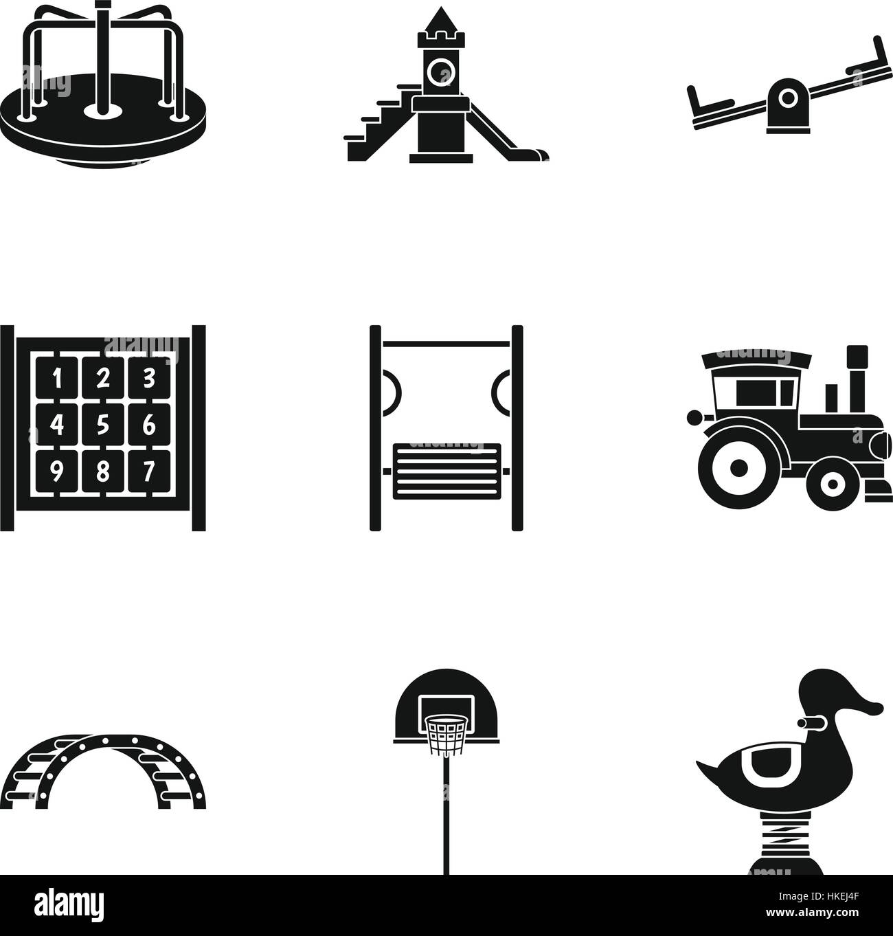 Children rides icons set. Simple illustration of 9 children rides ...