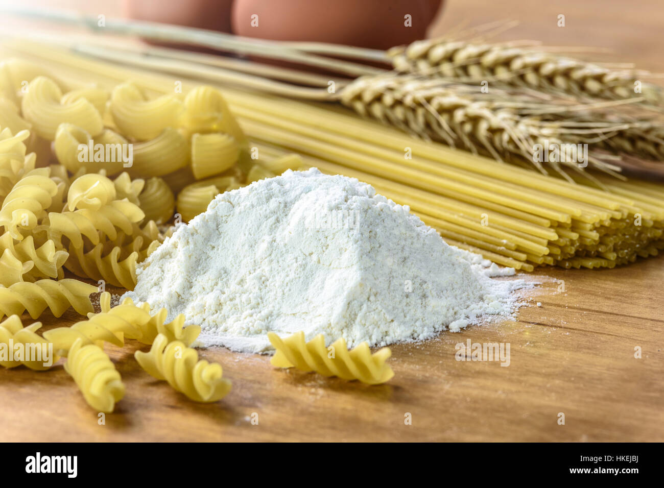 The Concept Of Producing Different Types Of Pasta Made From Flour And Eggs Stock Photo Alamy