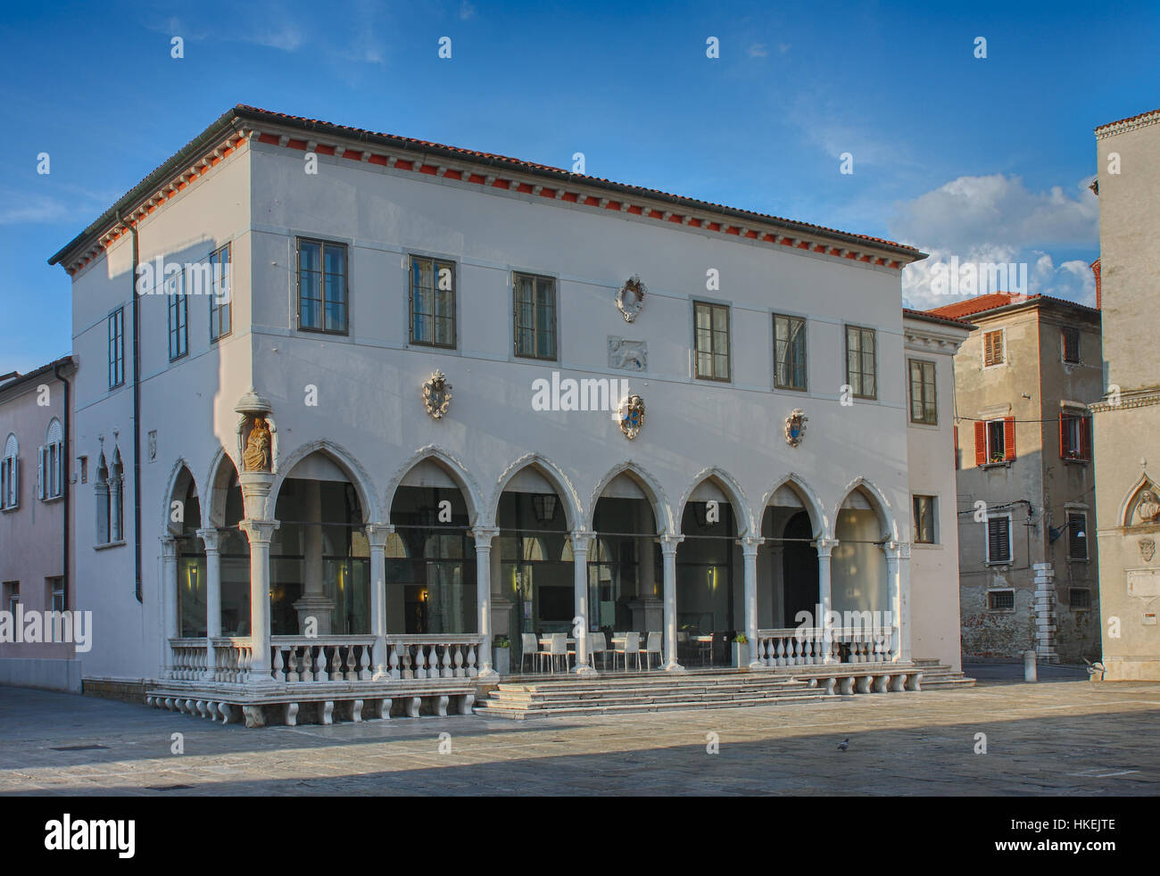 Gothic loggia in main square in Koper in Slovenia Stock Photo - Alamy