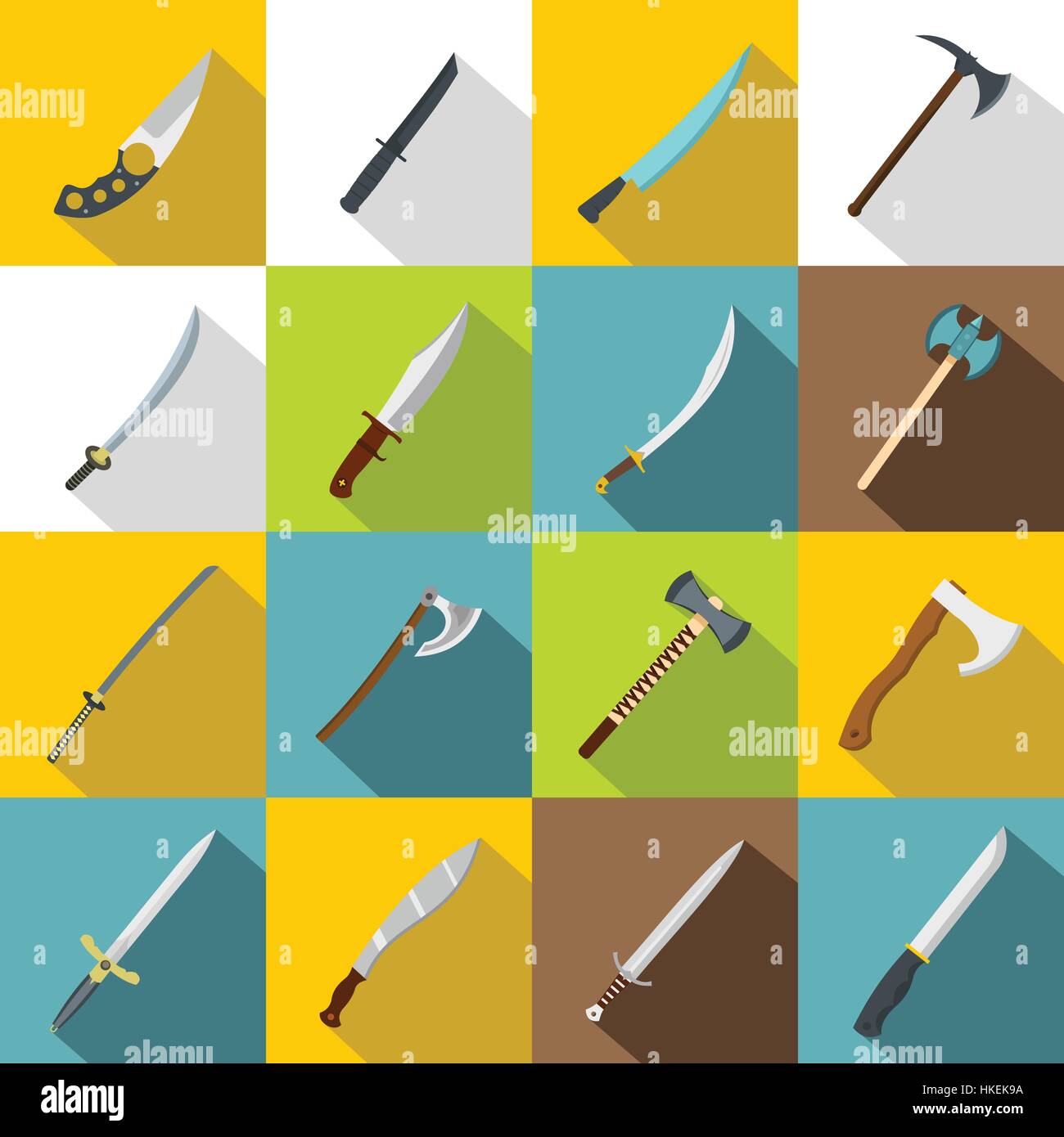 Steel arms symbols icons set. Flat illustration of 16 steel arms