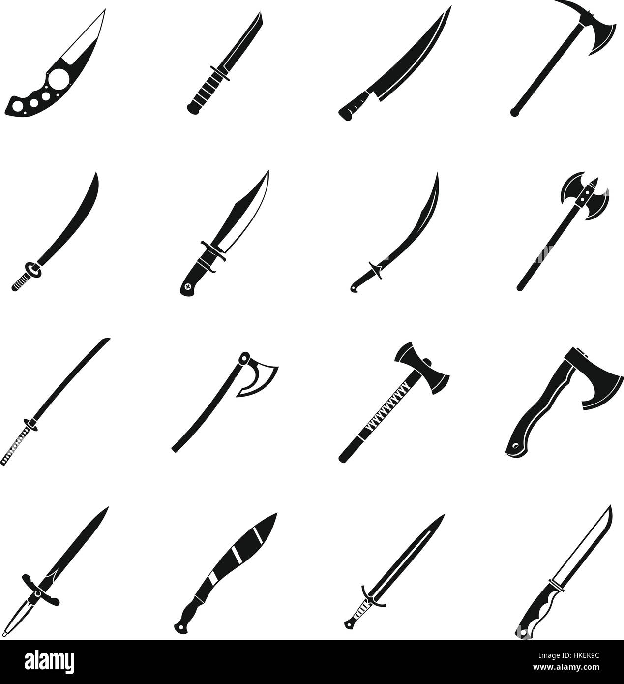 Steel arms symbols icons set. Simple illustration of 16 steel arms