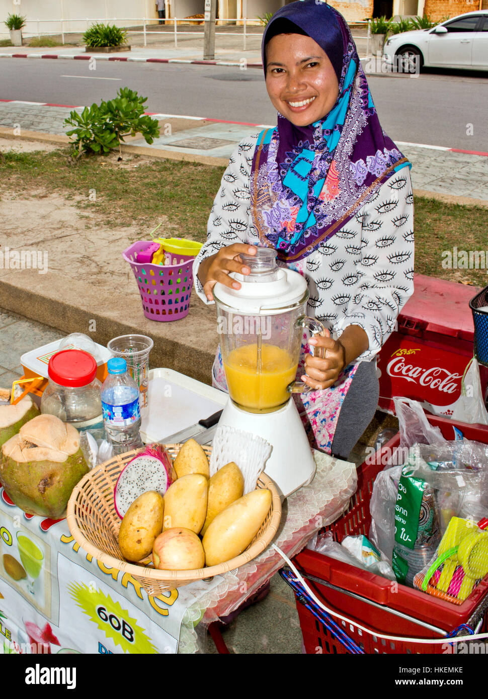 Itinerary juice vendor, street seller, Phuket, Thailand Stock Photo
