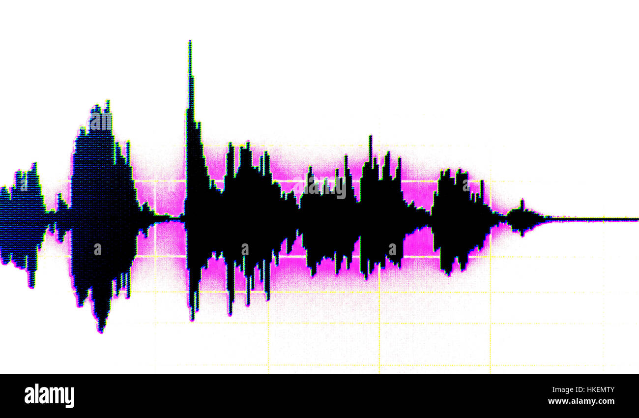 Sound recording studio audio wave on computer screen in professional editing program for voice