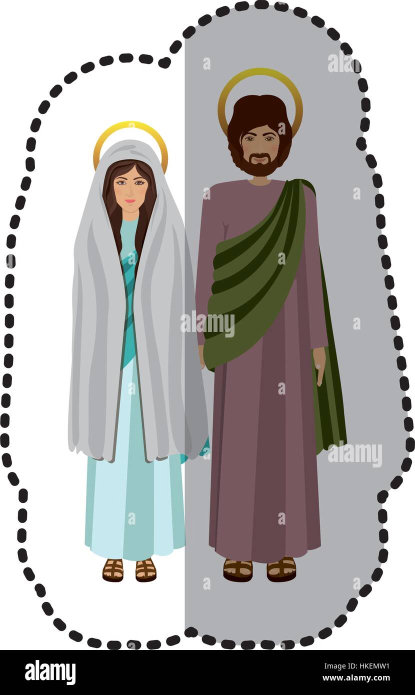Virgin mary and joseph icon vector illustration graphic design Stock ...