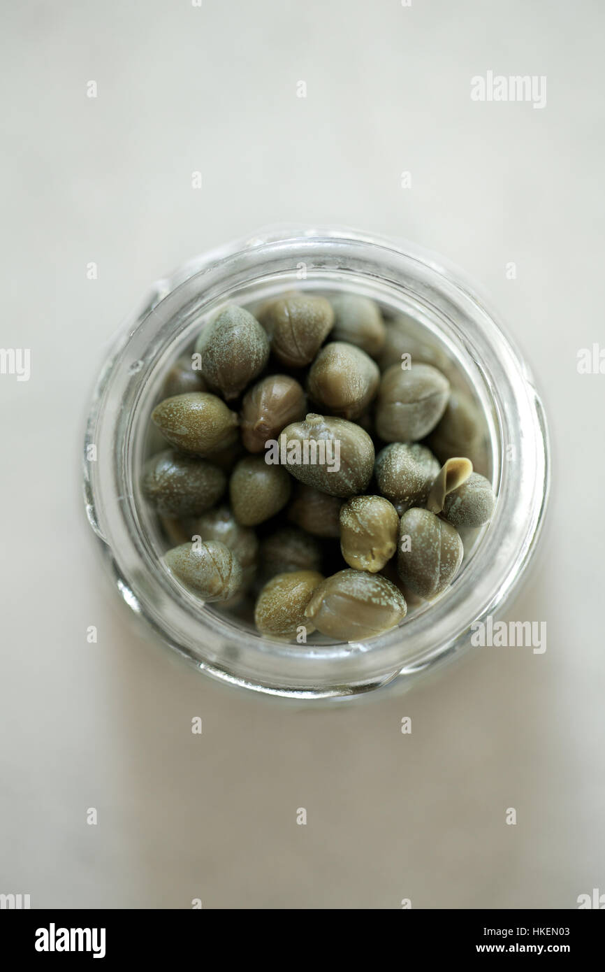 pickled capers. fresh, green olive, fruit, organic. Stock Photo