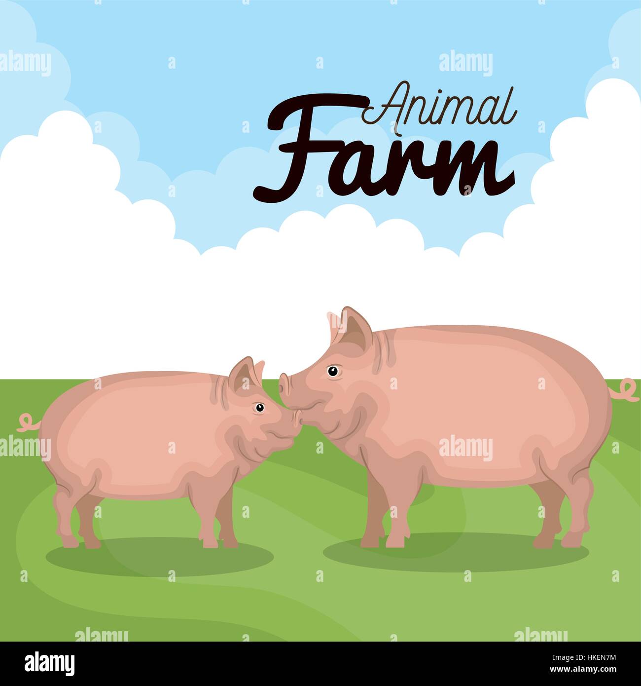 animals farm in the field vector illustration design Stock Vector Image ...