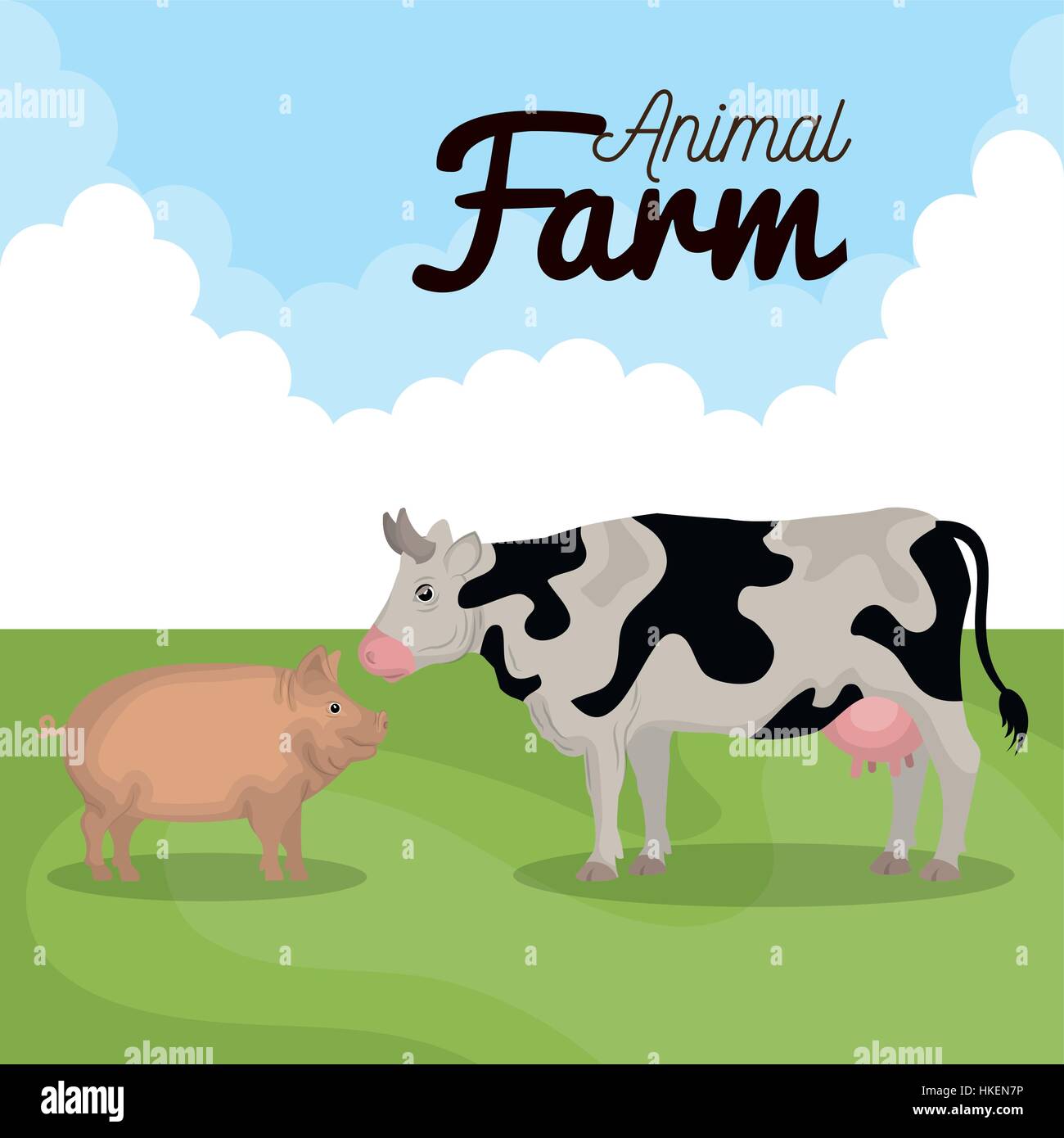 animals farm in the field vector illustration design Stock Vector Image ...
