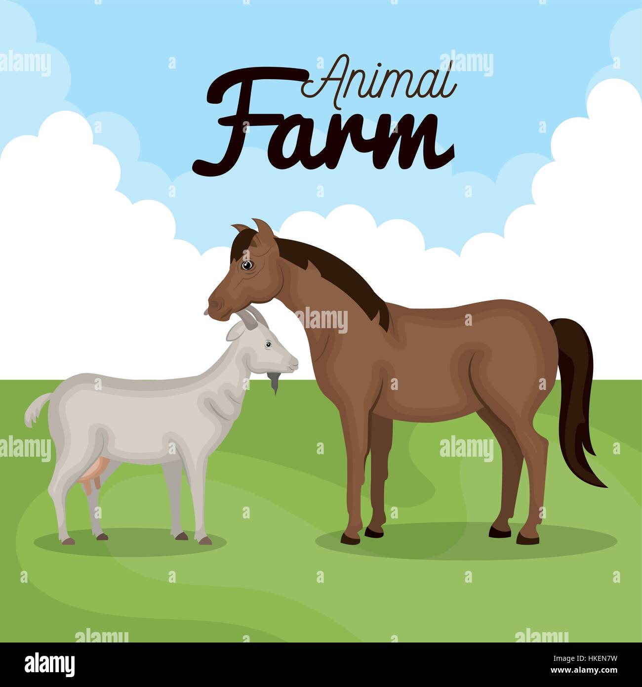 animals farm in the field vector illustration design Stock Vector Image ...