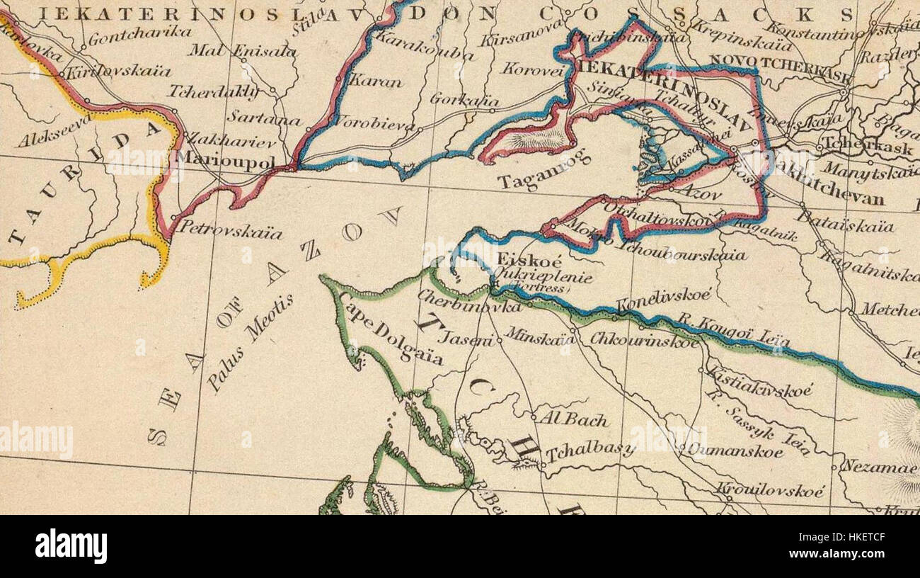 This 1835 map, published by the Society for the Diffusion of Useful Knowledge, illustrates Russia in Europe and Georgia, providing geographical and political insights of the time. Stock Photo