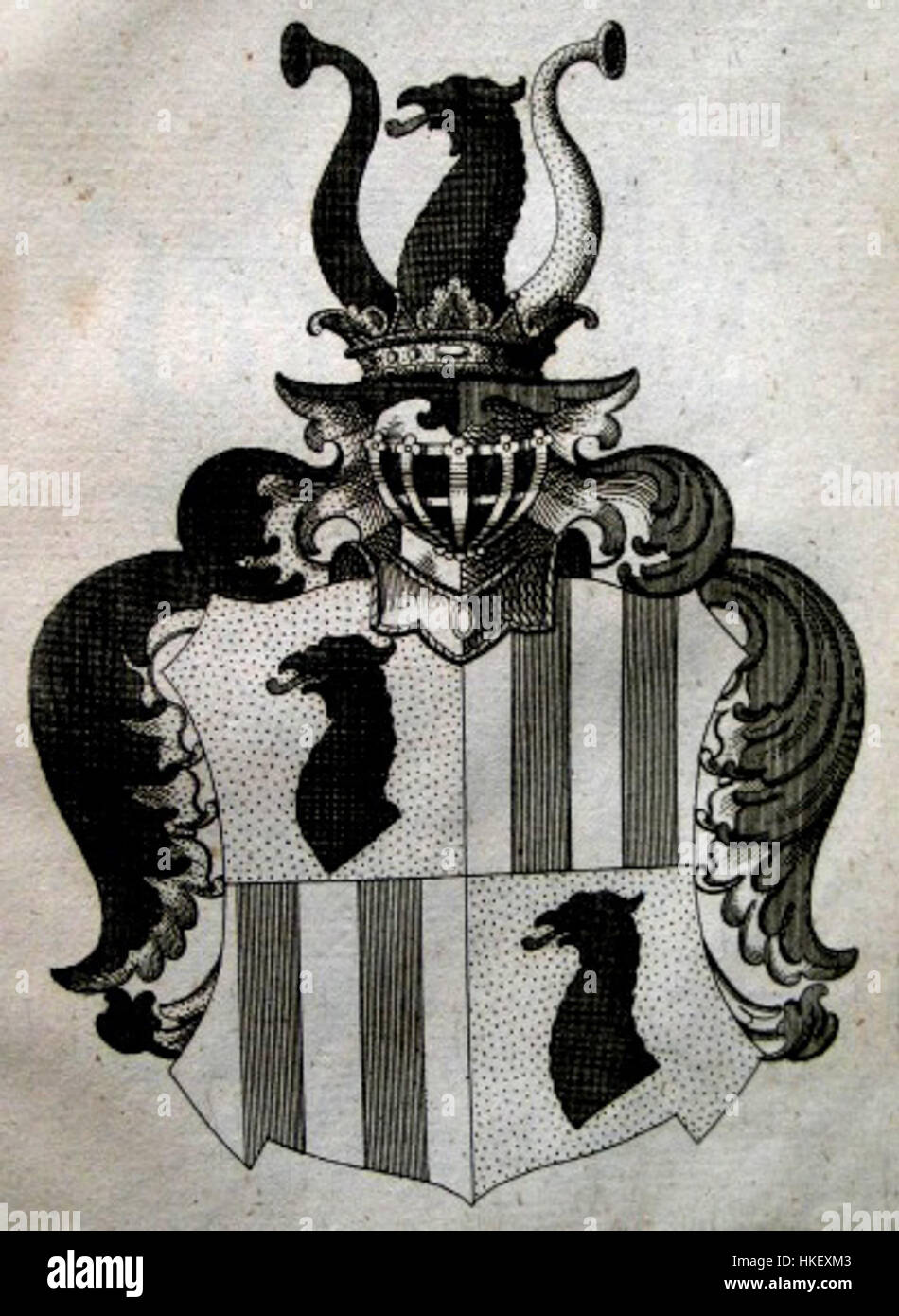 This work, titled 'Wappen Goder,' depicts a heraldic coat of arms ...