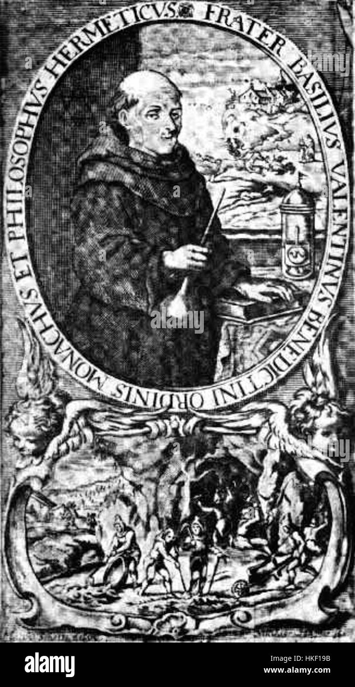 A portrait of Basilius Valentinus, an influential alchemist and ...