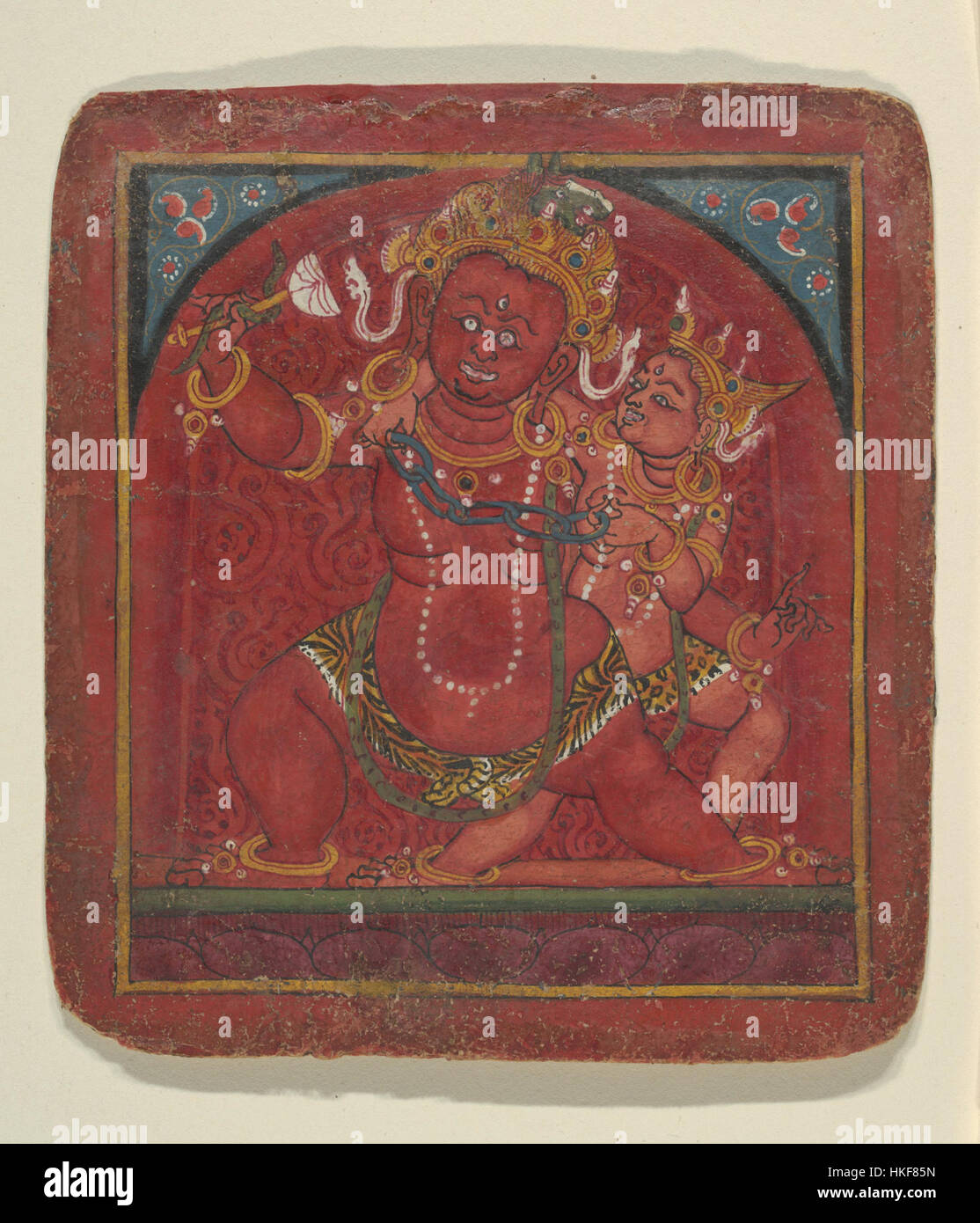 Tibetan Painted Panel of Hayagriva - Ca 50 Years Old Tibetan Painted Panel of Hayagriva - Ca 50 Years Old