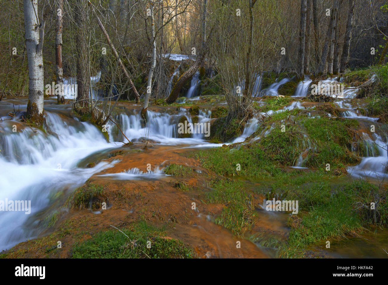 Tragacete, Jucar river near its source, Serrania de Cuenca Natural Park, Cuenca province, Castilla-La Mancha, Spain Stock Photo
