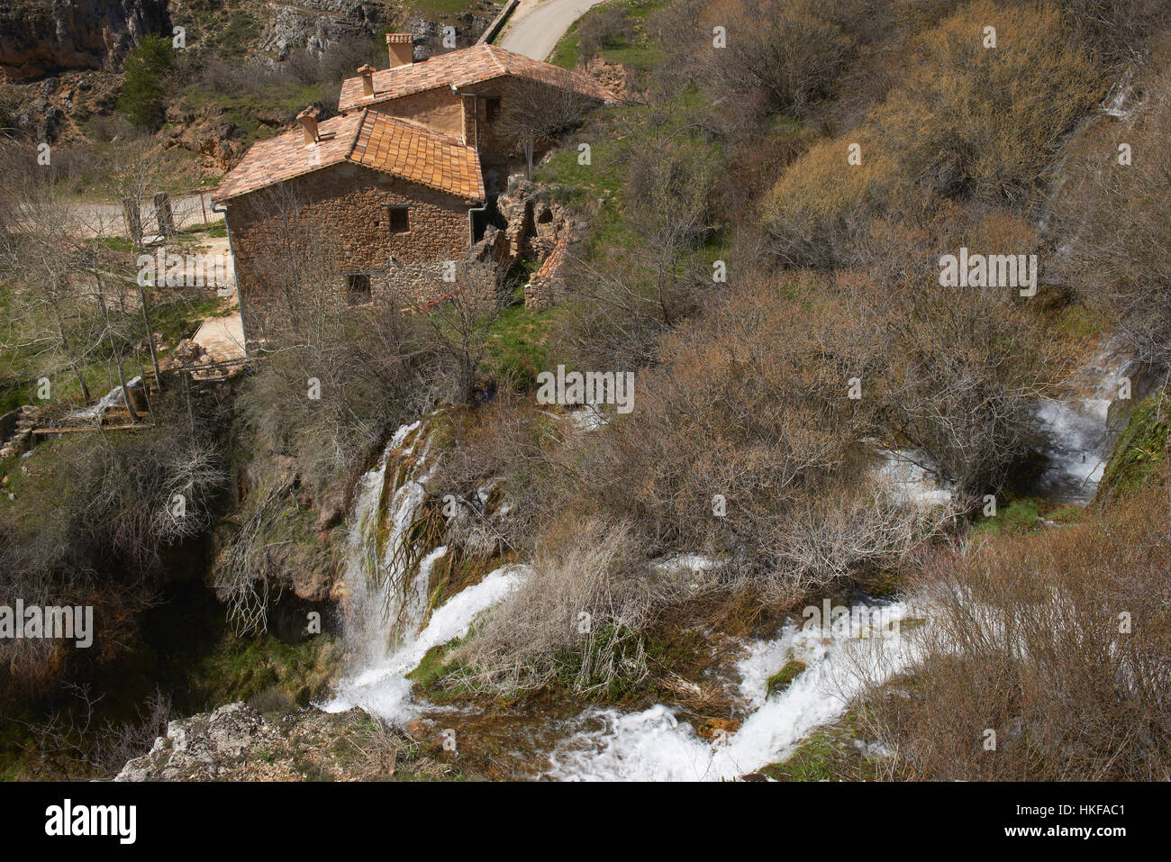Tragacete, Jucar river, El Molino waterfall, Serrania de Cuenca Natural Park, Cuenca province, Castilla-La Mancha, Spain Stock Photo