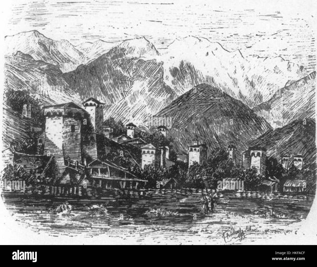Mestia, voisinage de l'Elbrouz. Grove, Florence Craufurd. Le Caucase. 1899. P.25 Stock Photo