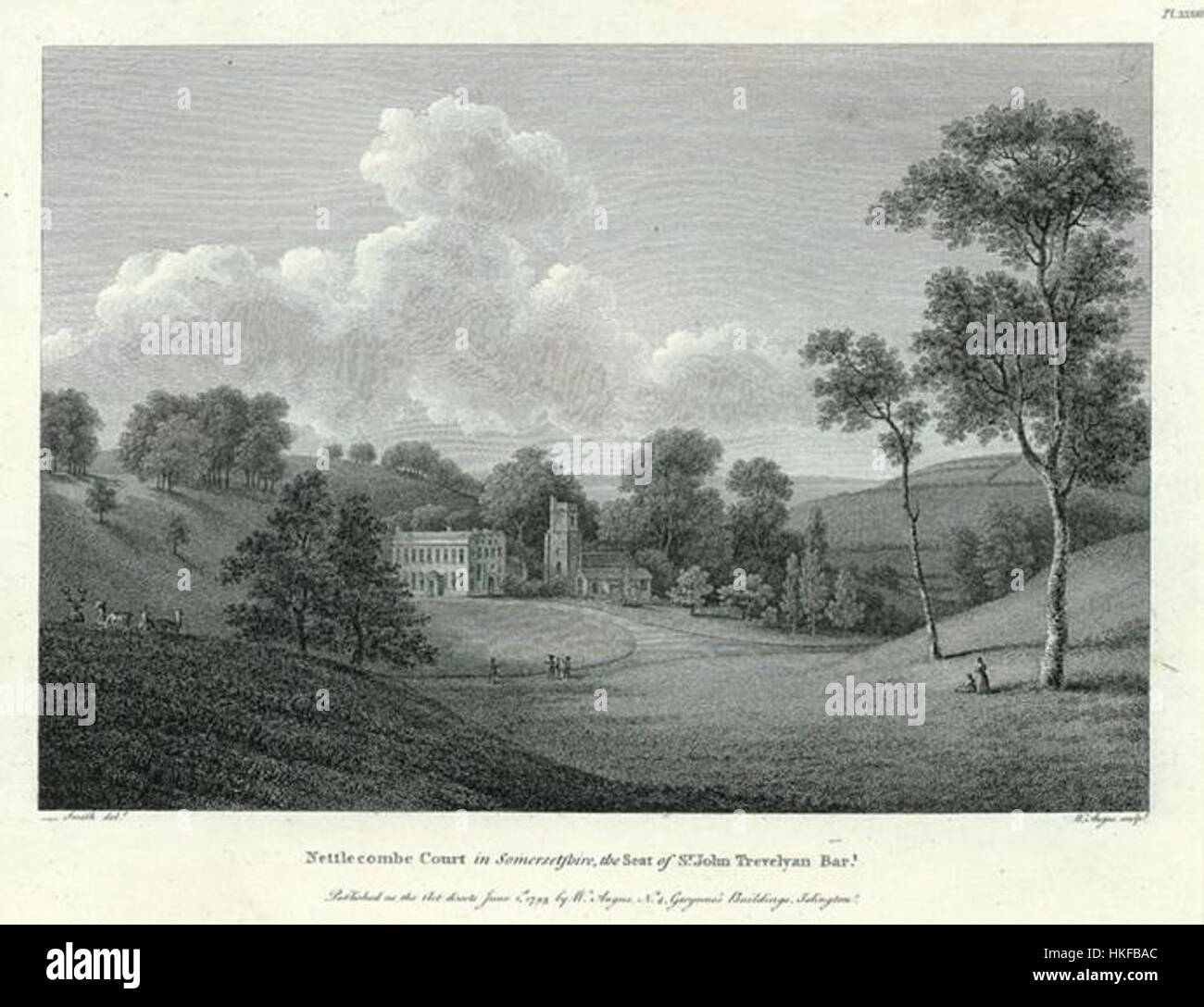 This 1793 painting of Nettlecombe Court, located in Somerset, England ...