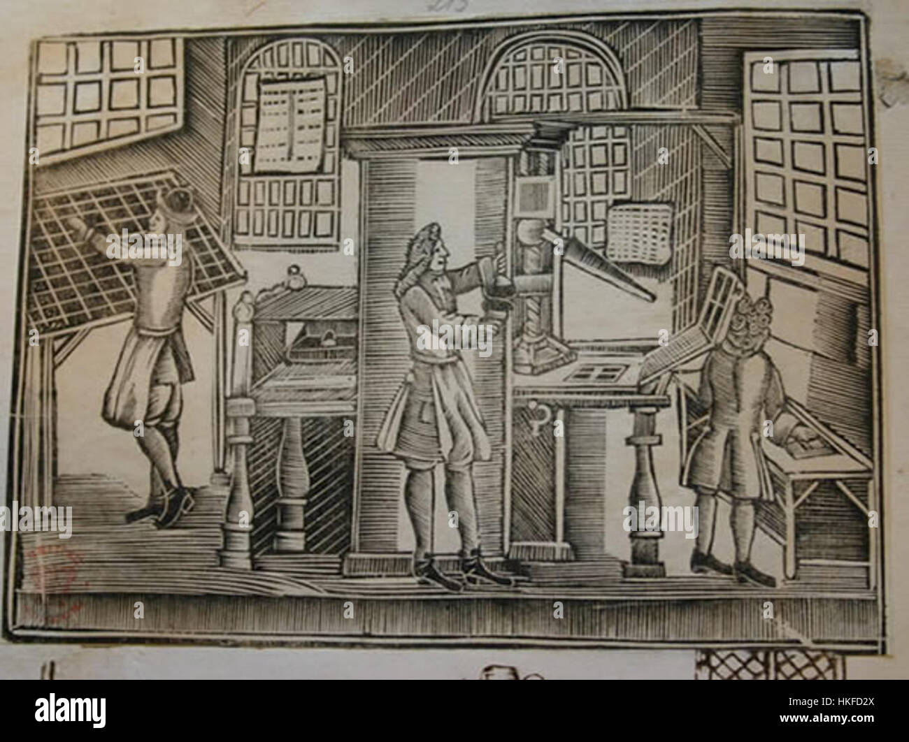 Printer's (18th century woodcut Stock Photo Alamy