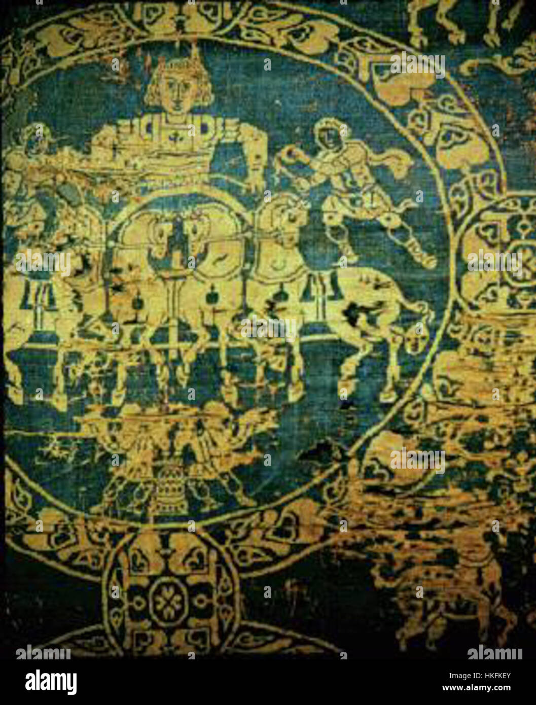 The Shroud of Charlemagne, a significant religious artifact manufactured in Constantinople around 814, reflecting early medieval craftsmanship and its connection to Charlemagne's reign. Stock Photo