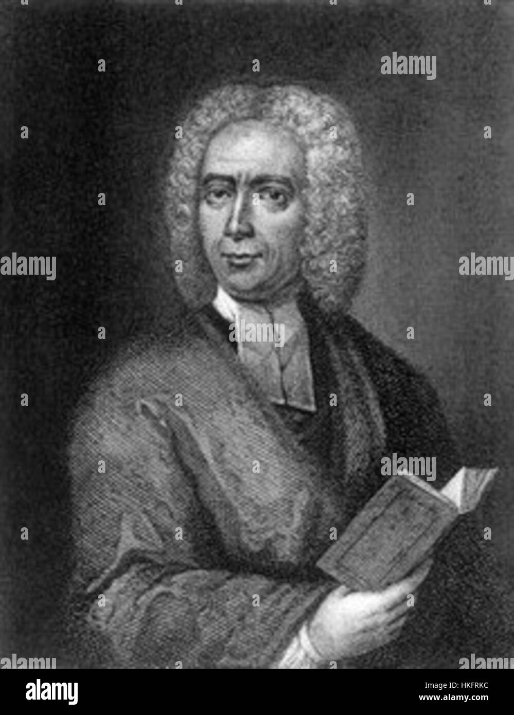 *Isaac Watts* was a prominent English hymn writer and theologian, best known for composing many hymns that became staples in Christian worship. His works have had a lasting influence on Christian liturgy and music. Stock Photo