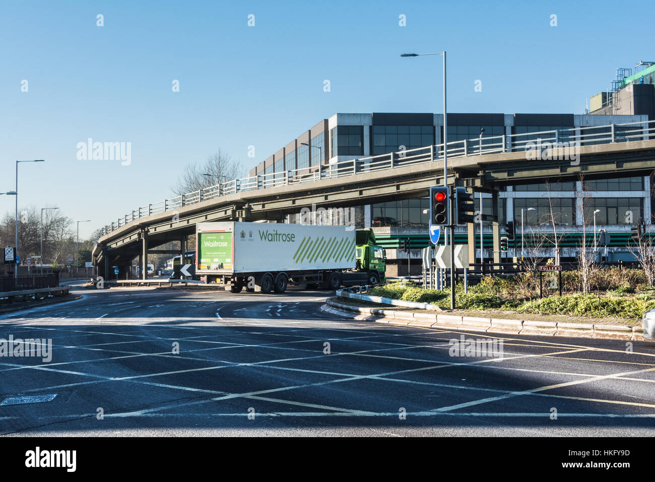 The Hogarth Roundabout and flyover in Chiswick, SW London. Stock Photo