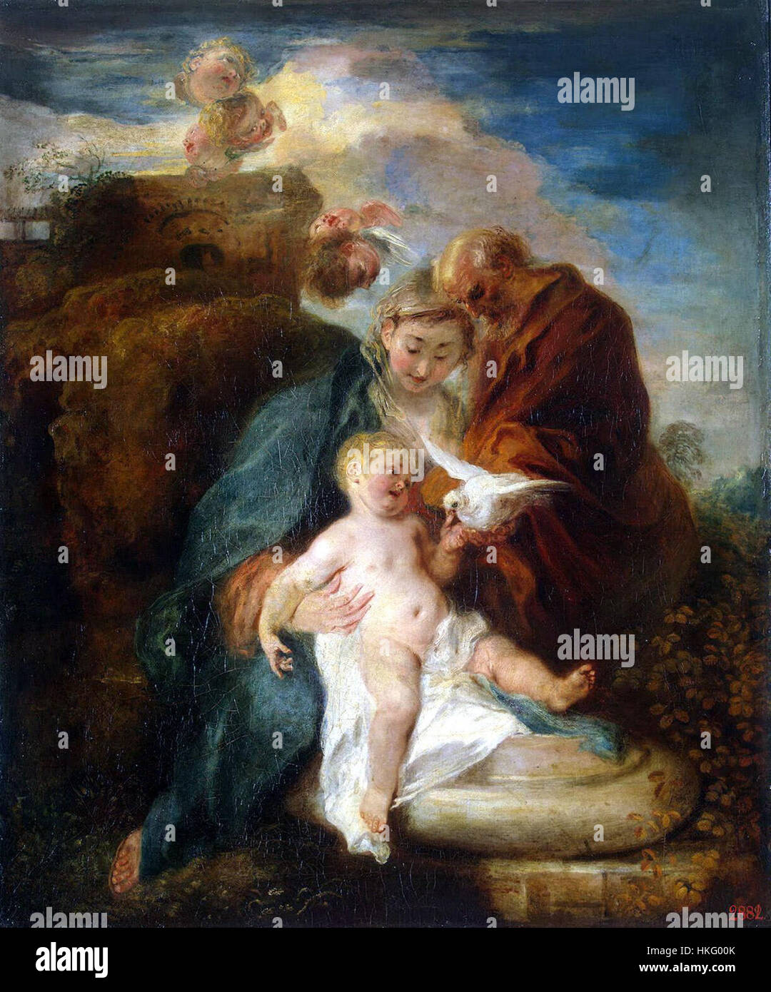 La Sainte Famille (ou Le Repos pendant la fuite en Egypte Stock Photo