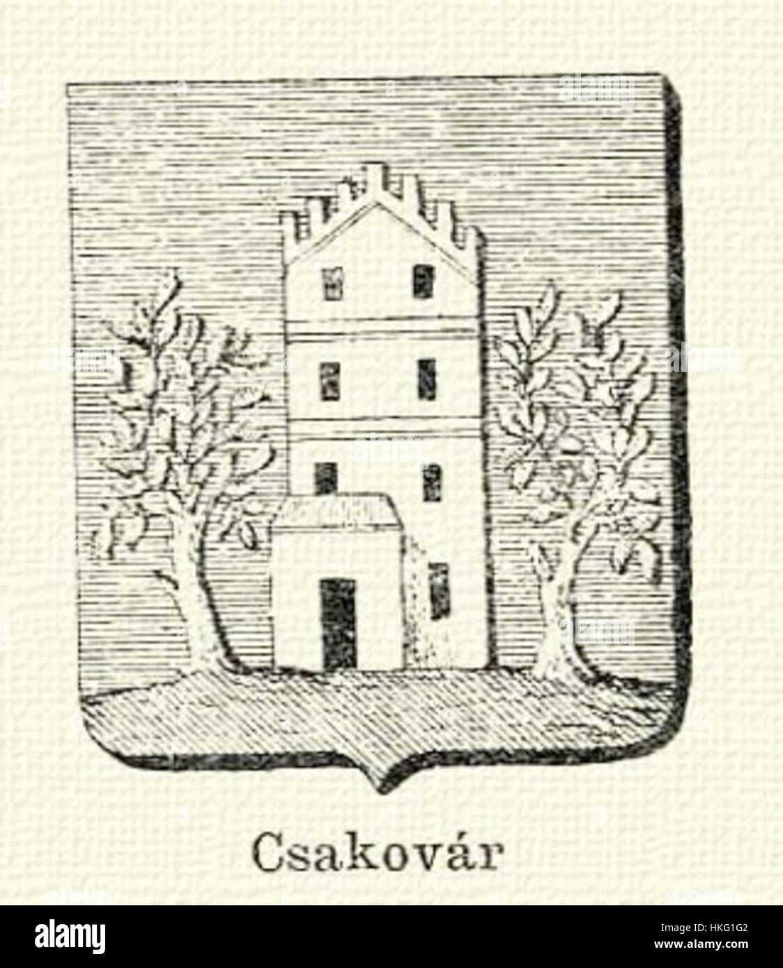 The coat of arms of Ciacova represents the town's historical identity, showcasing symbols tied to its heritage and legacy. This heraldic design embodies the town’s historical roots and its cultural significance. Stock Photo