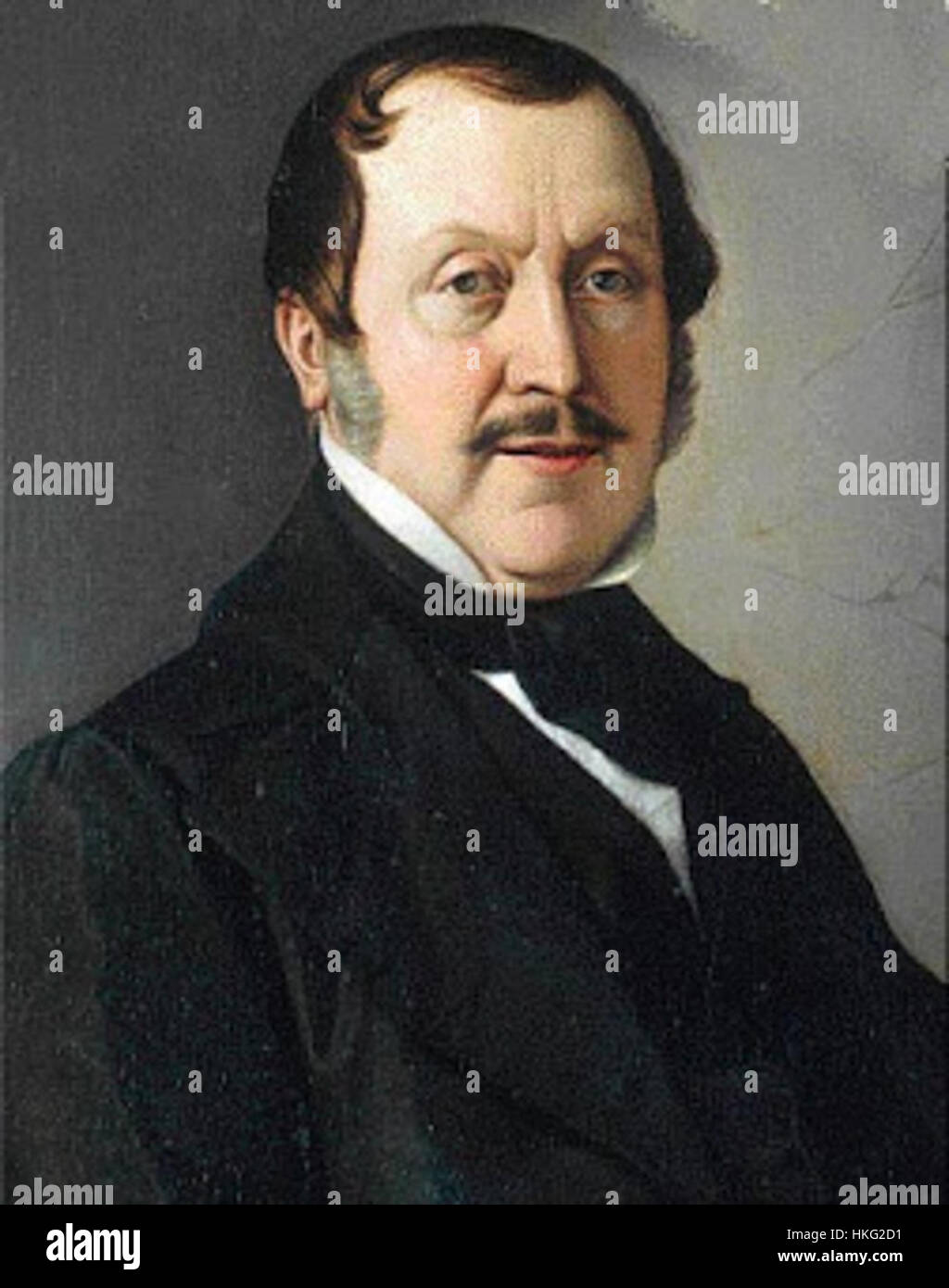 This painting of Gioachino Rossini in his middle age reflects the Italian composer’s musical genius and his standing in 19th-century cultural history. The work captures his commanding presence and intellectual energy. Stock Photo