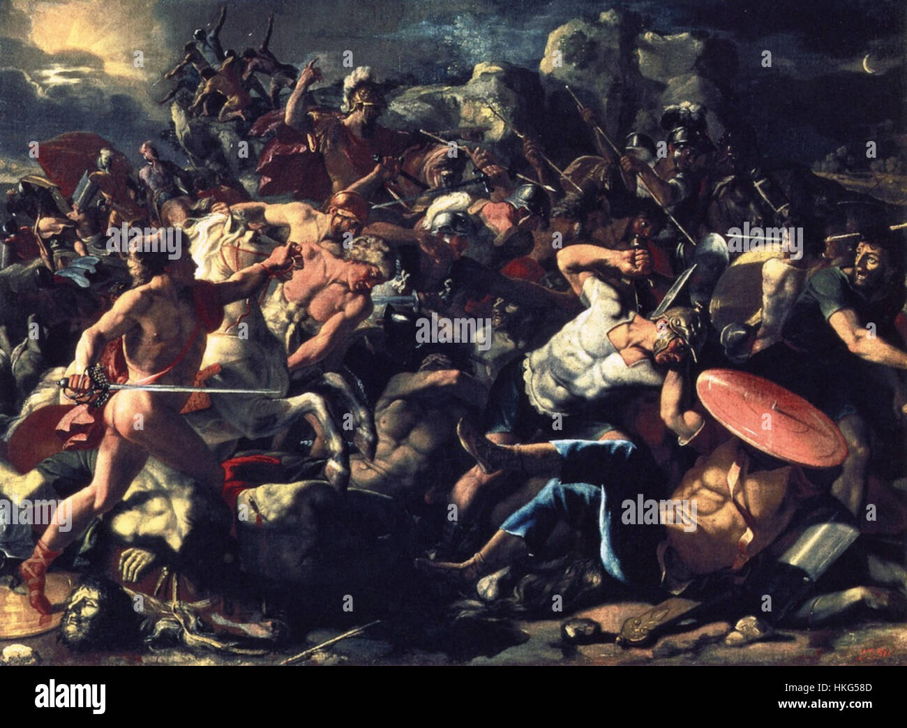 The Victory of Joshua over Amorites. Nicolas Poussin   1624 1626 Stock Photo