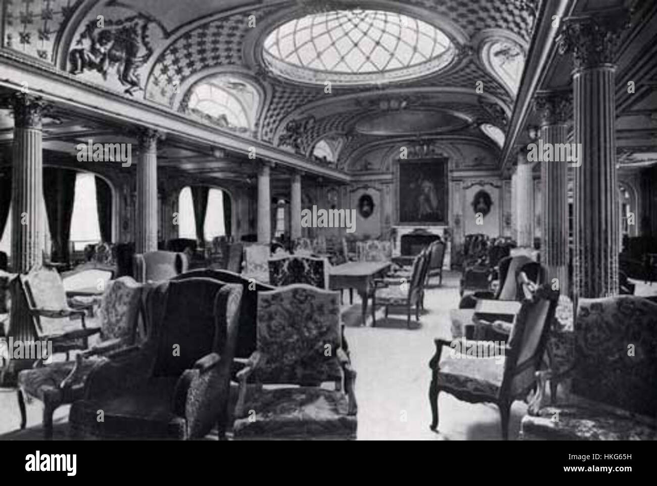 Salon Louis XIV of the SS France of 1912 Stock Photo