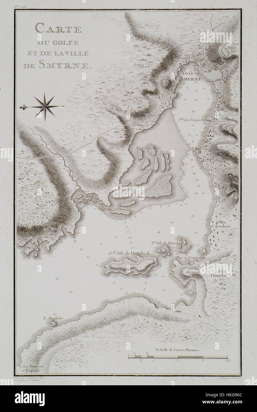 Carte du golfe et de la ville de Smyrne Choiseul gouffier Gabriel Florent Auguste De 1782 Stock Photo