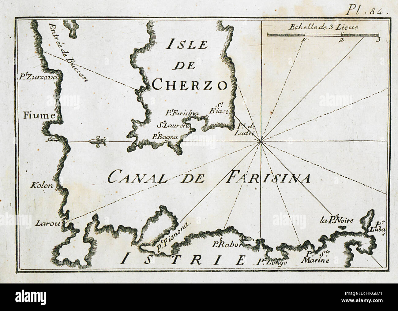Map of Farisina channel, Adriatic sea   Roux Joseph   1804 Stock Photo