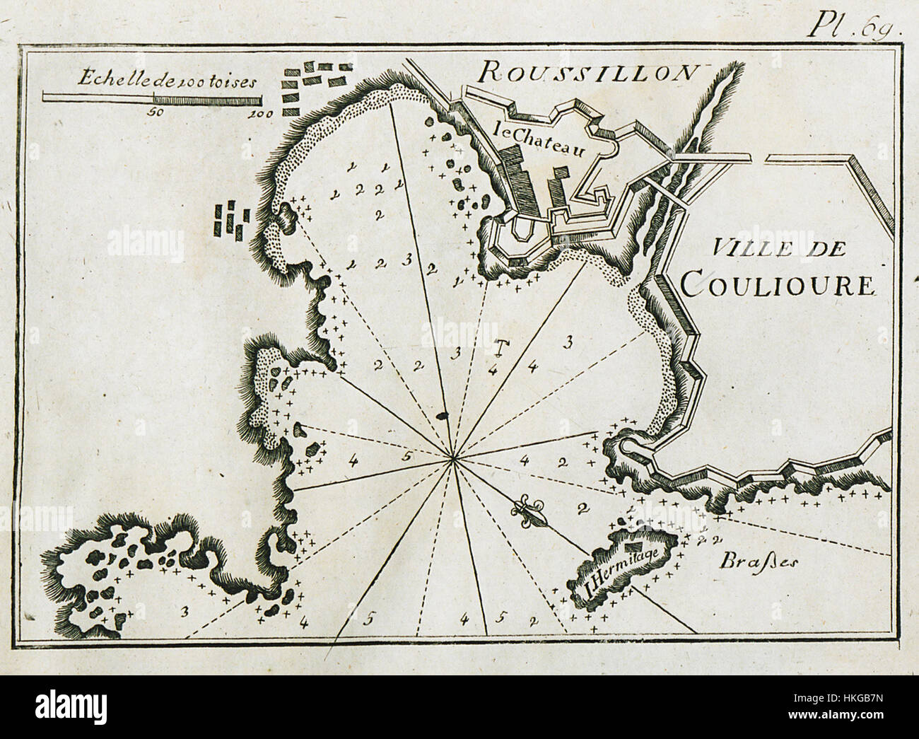 Map of the port of Collioure in France   Roux Joseph   1804 Stock Photo