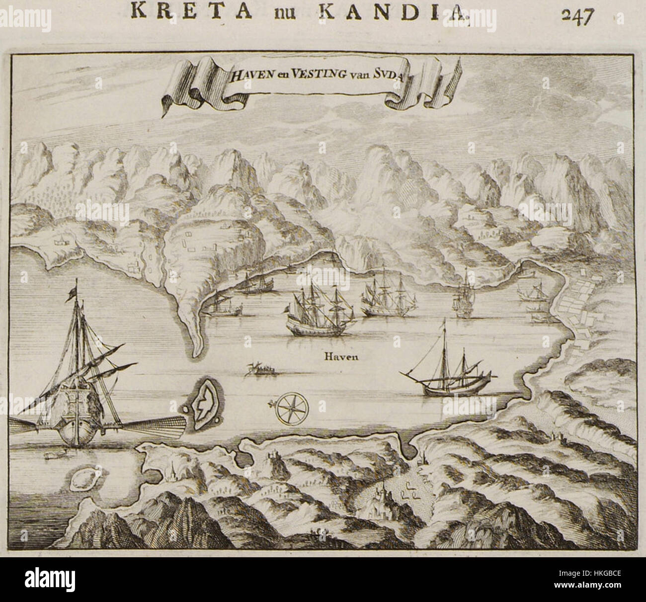 Haven en Vesting van Suda   Dapper Olfert   1688 Stock Photo