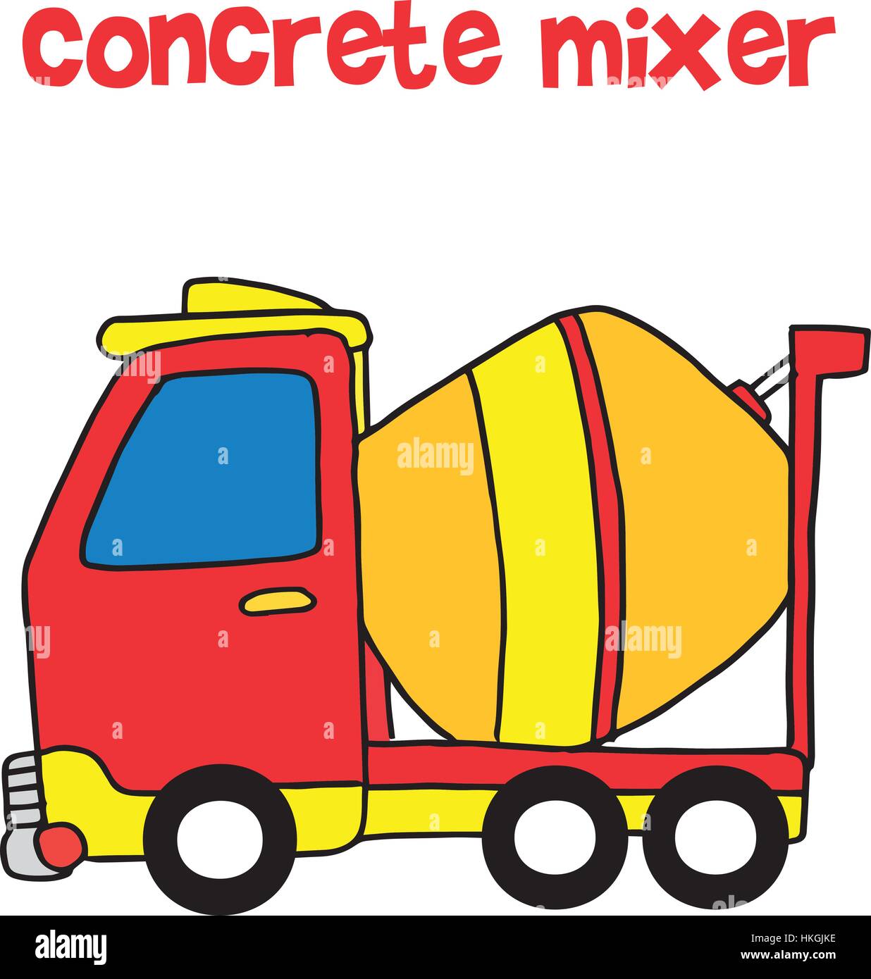 Red concrete mixer cartoon vector Stock Vector