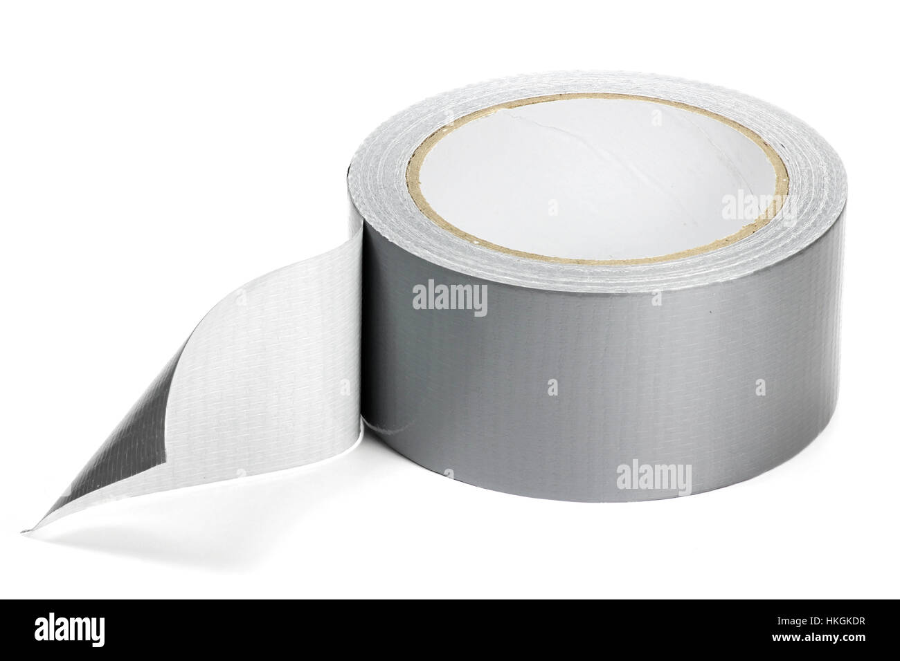 A Roll Of Gray Duct Tape Isolated On A White Background Stock