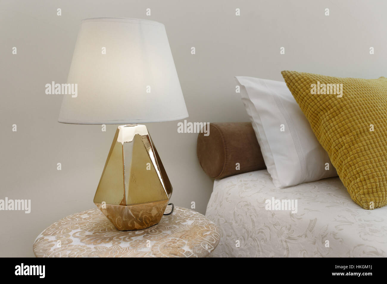 Luxury Nightstand With Lamp Stock Photo Alamy