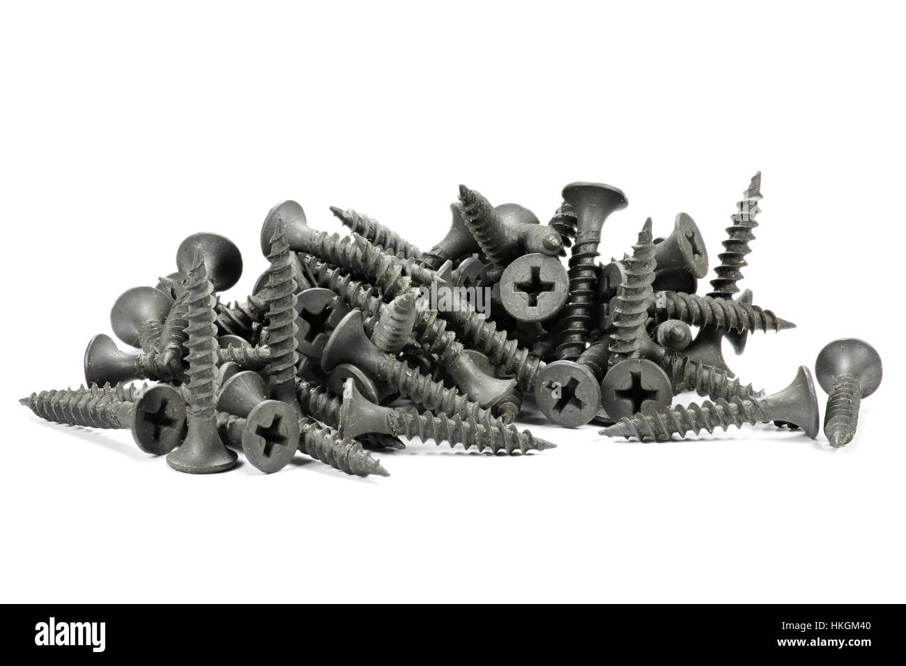 phosphated drywall screws isolated on white background Stock Photo