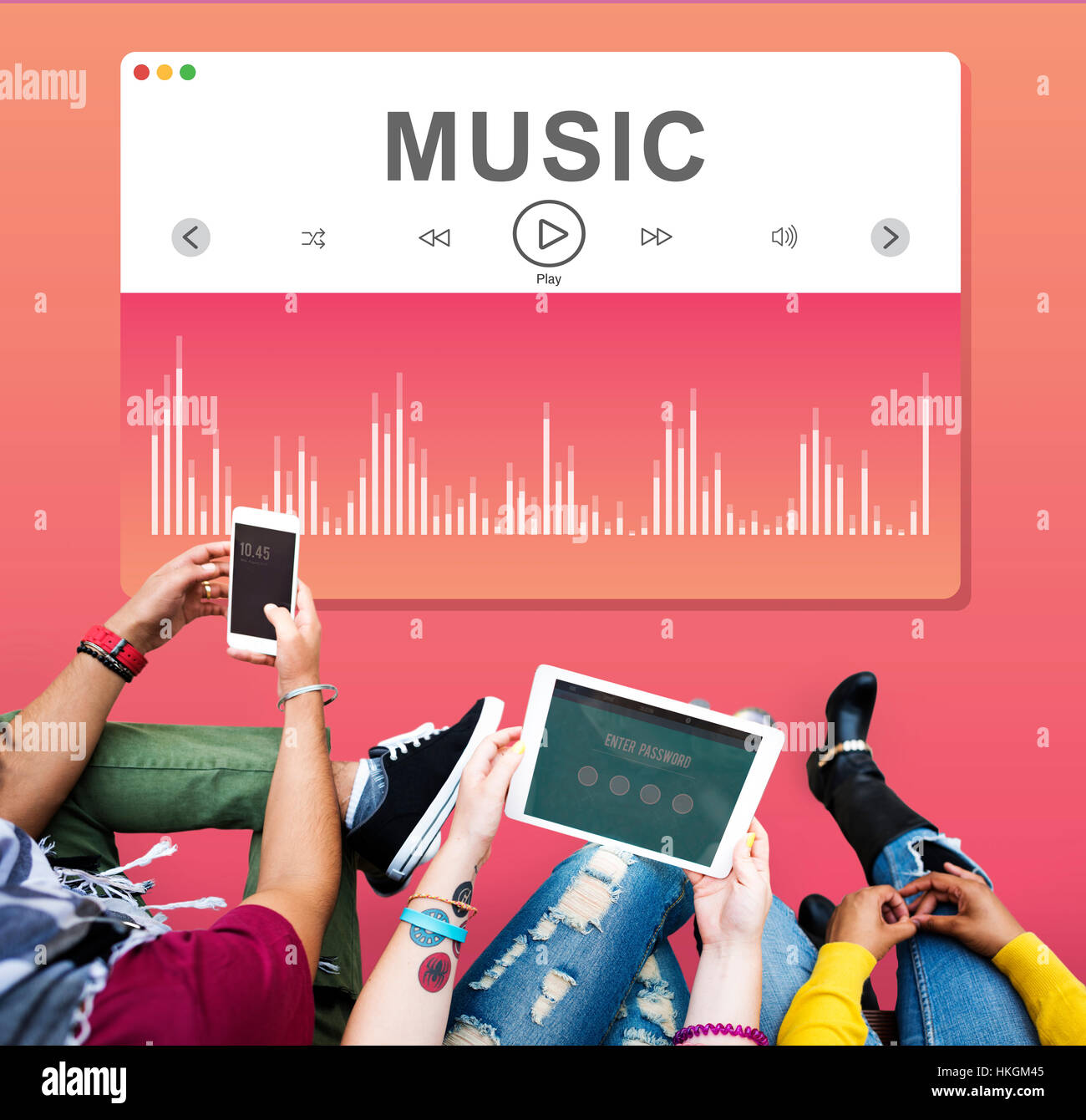 Music Sound Player Entertainment Multimedia Graphic Concept Stock Photo