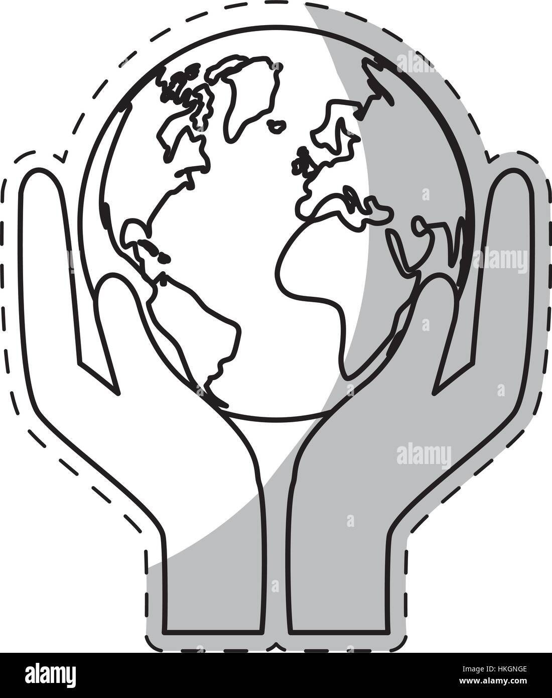 hands holding planet earth eco friendly related icons image vector ...