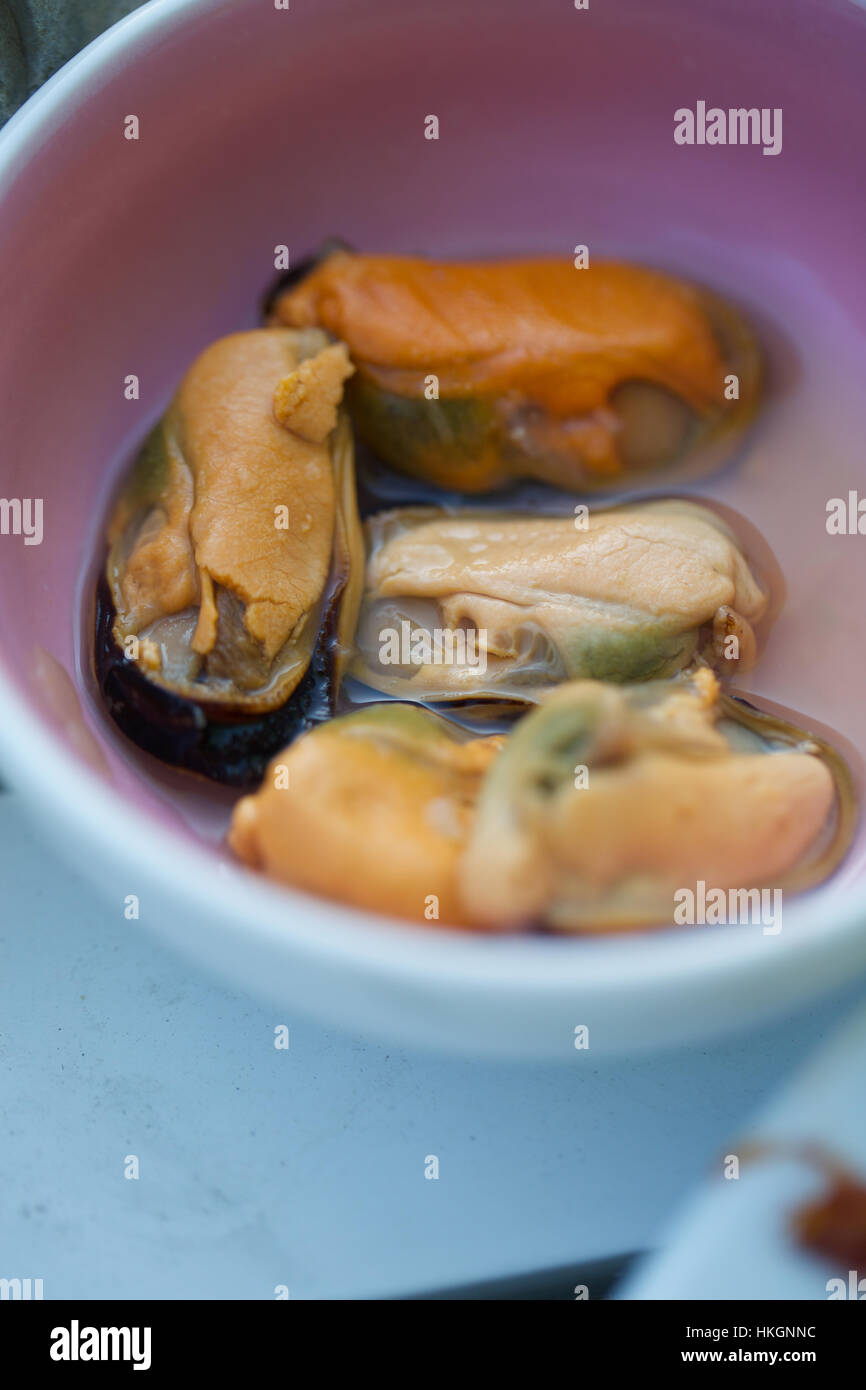 cooked mussels in their own sauce Stock Photo