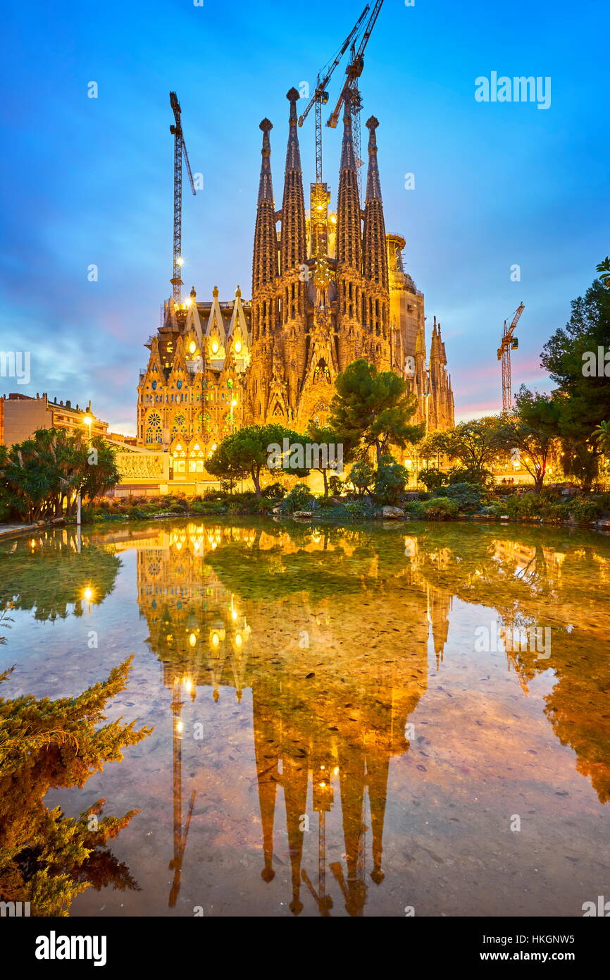 Sagrada Familia Cathedral design by Antoni Gaudi, Barcelona, Catalonia, Spain Stock Photo