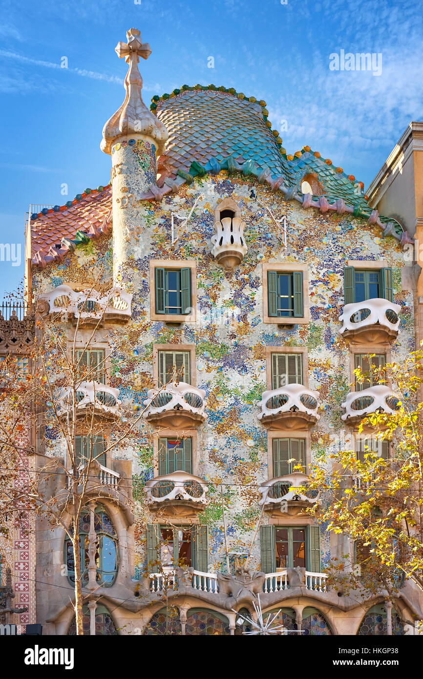 Casa Batllo house design by Antonio Gaudi, Barcelona, Spain Stock Photo