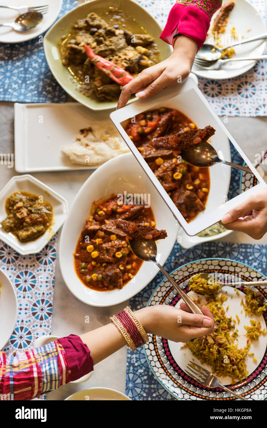 Indian Ethnicity Meal Food Roti Naan Curry Concept Stock Photo Alamy