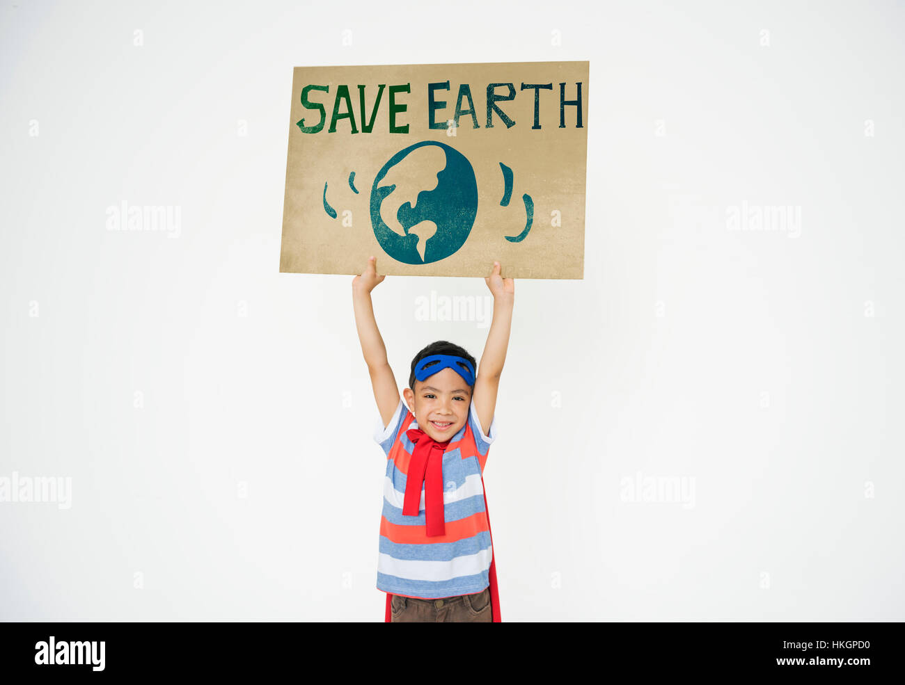 Save Earth Global Environment Boy girl Concept Stock Photo