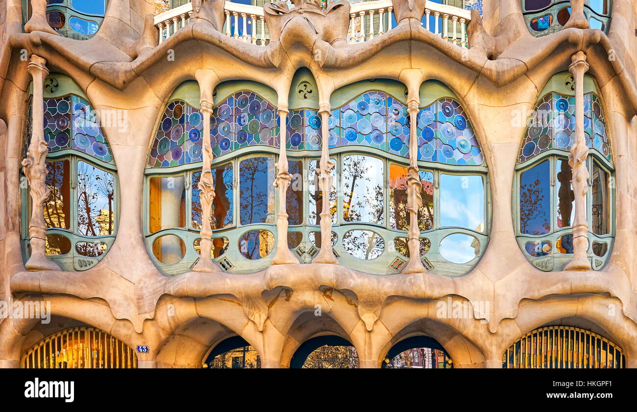 Barcelona - Casa Batllo house design by Antonio Gaudi, Spain Stock Photo